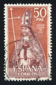 SPAIN - CIRCA 1969: stamp printed by Spain, shows Bishop Rodrigo Ximenez de Rada, circa 1969