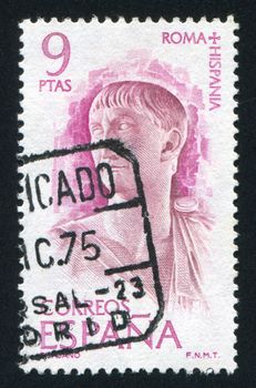 SPAIN - CIRCA 1974: stamp printed by Spain, shows Emperor Trajan, circa 1974