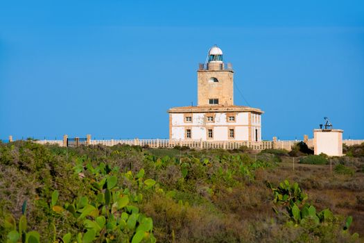 Tabarca island Lighthouse in Alicante Spain at Mediterranean sea