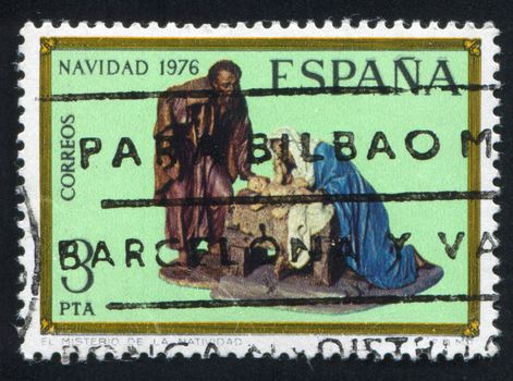 SPAIN - CIRCA 1976: stamp printed by Spain, shows Nativity, patron saint of Madrid, circa 1976