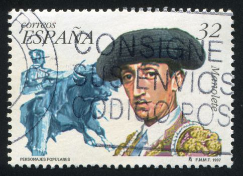 SPAIN - CIRCA 1997: stamp printed by Spain, shows Manuel Manolette, circa 1997