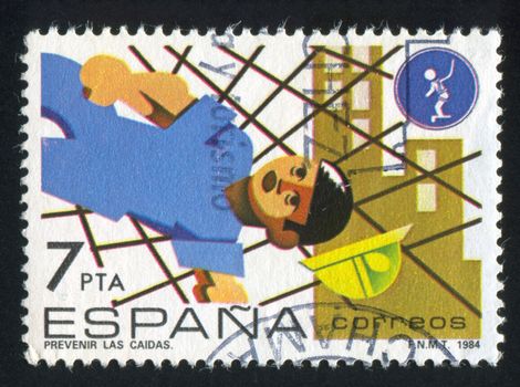 SPAIN - CIRCA 1984: stamp printed by Spain, shows Builder, circa 1984