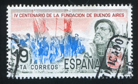 SPAIN - CIRCA 1980: stamp printed by Spain, shows Spanish Conquistadors, circa 1980