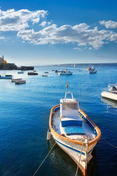 Tabarca island boats in Alicante Valencia Province of Spain