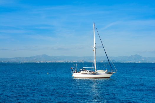 Tabarca island boats in Alicante Valencia Province of Spain