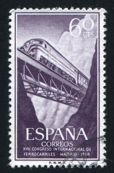 SPAIN - CIRCA 1958: stamp printed by Spain, shows train, circa 1958