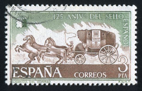 SPAIN - CIRCA 1975: stamp printed by Spain, shows Mail Stagecoach, circa 1975