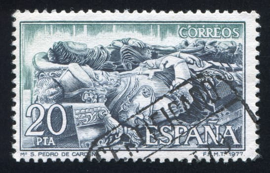 SPAIN - CIRCA 1977: stamp printed by Spain, shows Tomb of El Cid and Dona, circa 1977