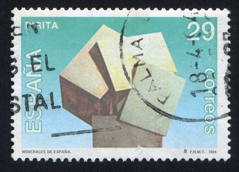 SPAIN - CIRCA 1994: stamp printed by Spain, shows mineral pyrite, circa 1994