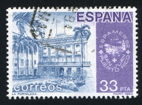 SPAIN - CIRCA 1982: stamp printed by Spain, shows Building in San Juan, circa 1982