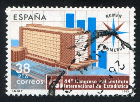 SPAIN - CIRCA 1983: stamp printed by Spain, shows International Institute of Statistics, circa 1983