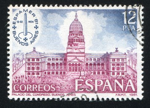 SPAIN - CIRCA 1981: stamp printed by Spain, shows Congress Palace, circa 1981
