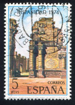 SPAIN - CIRCA 1974: stamp printed by Spain, shows Ruins of San Ignacio de Mini, circa 1974