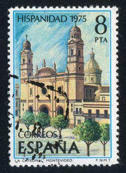 SPAIN - CIRCA 1975: stamp printed by Spain, shows Montevideo Cathedral, circa 1975