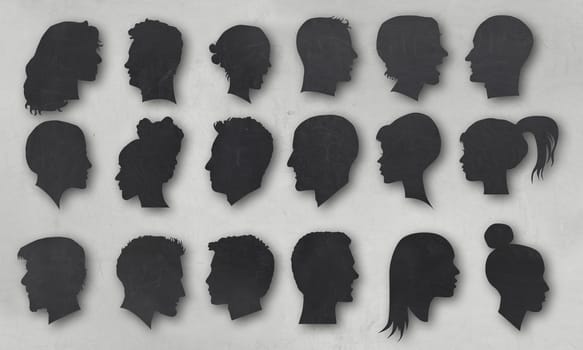 Vintage Collection of Human Silhouettes with Clipping Path