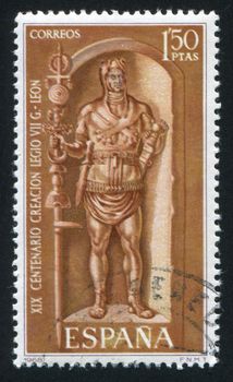 SPAIN - CIRCA 1968: stamp printed by Spain, shows Roman Legionary, circa 1968