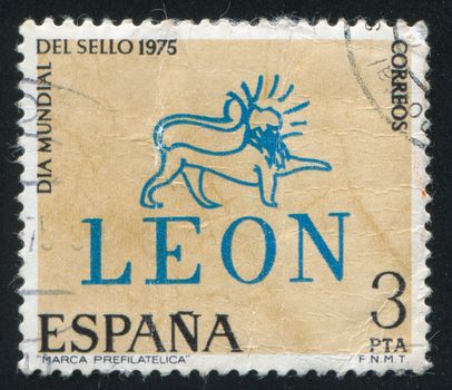 SPAIN - CIRCA 1975: stamp printed by Spain, shows Pre-stamp Leon Cancellation, circa 1975