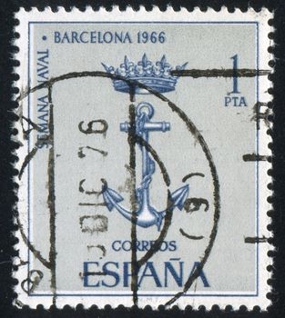 SPAIN - CIRCA 1966: stamp printed by Spain, shows Navy Emblem, circa 1966