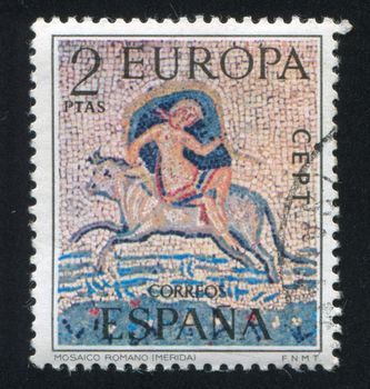 SPAIN - CIRCA 1973: stamp printed by Spain, shows Roman Mosaic, circa 1973