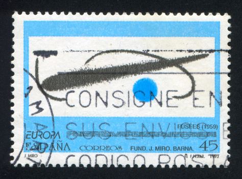 SPAIN - CIRCA 1993: stamp printed by Spain, shows Paintins "Fusees" by Joan Miro, circa 1993