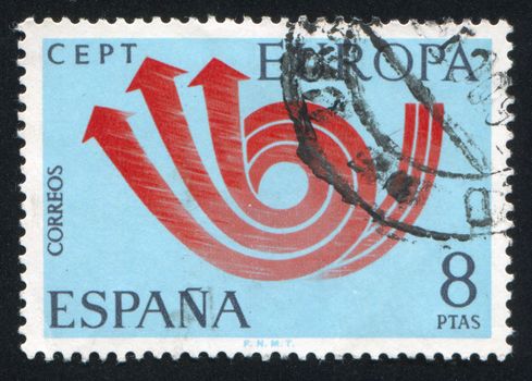 SPAIN - CIRCA 1973: stamp printed by Spain, shows Three Twisted Arrows, circa 1973