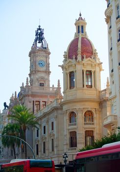 Valencia Plaza del ayuntamiento city town hall square at Spain