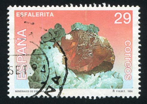 SPAIN - CIRCA 1994: stamp printed by Spain, shows Sphalerite, circa 1994