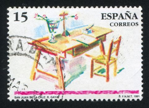 SPAIN - CIRCA 1991: stamp printed by Spain, shows St. John of the Cross (1651-1695), Mystic, circa 1991