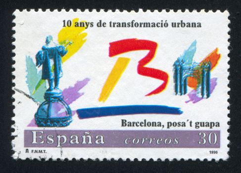 SPAIN - CIRCA 1996: stamp printed by Spain, shows Statue and Gate, circa 1996