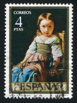 SPAIN - CIRCA 1974: stamp printed by Spain, shows Nena (little girl) by Rosales, circa 1974
