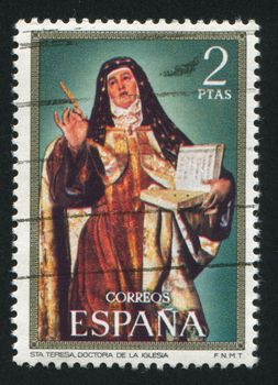 SPAIN - CIRCA 1971: stamp printed by Spain, shows portrait of St Teresa of Avila, circa 1971