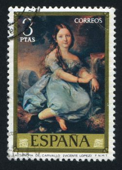 SPAIN - CIRCA 1973: stamp printed by Spain, shows Senora de Carvallo (Vicente Lopez), circa 1973