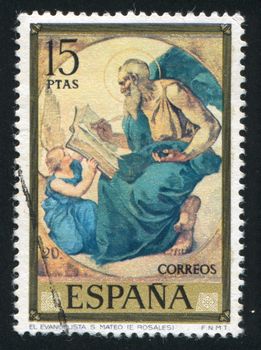 SPAIN - CIRCA 1974: stamp printed by Spain, shows Saint Matthew (Eduardo Rosales), circa 1974