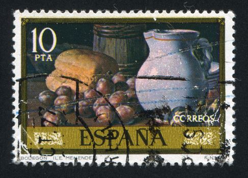 SPAIN - CIRCA 1976: stamp printed by Spain, shows Still life (L. E. Men��ndez), circa 1976