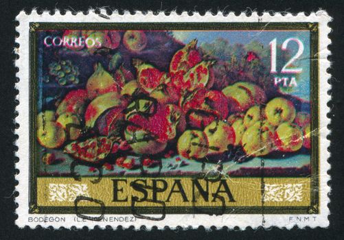 SPAIN - CIRCA 1976: stamp printed by Spain, shows Still life (L. E. Menendez), circa 1976