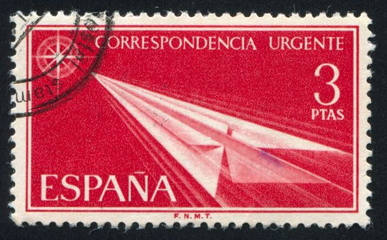 SPAIN - CIRCA 1956: stamp printed by Spain, shows Flight, circa 1956