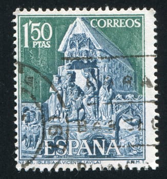 SPAIN - CIRCA 1968: stamp printed by Spain, shows Statuary group from Saint Vincent���s Church in Avila, circa 1968