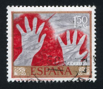 SPAIN - CIRCA 1967: stamp printed by Spain, shows Hands, circa 1967