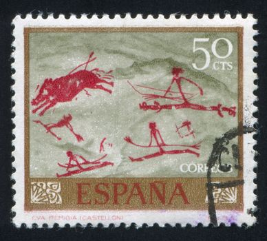 SPAIN - CIRCA 1967: stamp printed by Spain, shows Boar Hunt, circa 1967