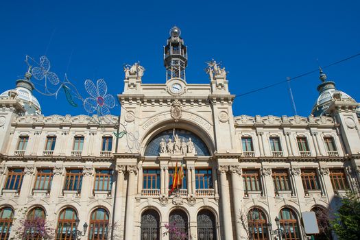 Correos building in Valencia in Plaza Ayuntamiento downtown at Spain