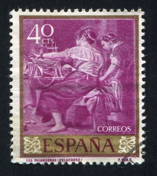 SPAIN - CIRCA 1971: stamp printed by Spain, shows Las Hilanderas by Velazquez, circa 1971