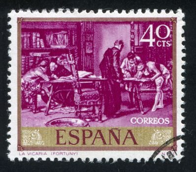 SPAIN - CIRCA 1968: stamp printed by Spain, shows The Vicariate by Fortuny, circa 1968
