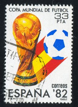 SPAIN - CIRCA 1982: stamp printed by Spain, shows World Cup, Football, circa 1982