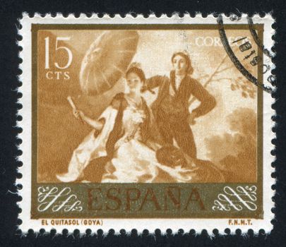 SPAIN - CIRCA 1958: stamp printed by Spain, shows Parasol by Goya, circa 1958