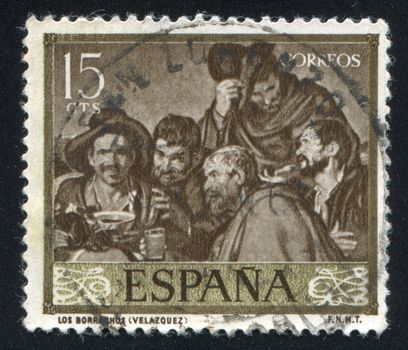 SPAIN - CIRCA 1959: stamp printed by Spain, shows The drunkers by Velazquez, circa 1959