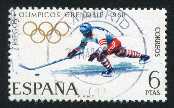SPAIN - CIRCA 1968: stamp printed by Spain, shows Hockey, circa 1968