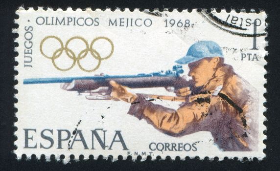 SPAIN - CIRCA 1968: stamp printed by Spain, shows Rifle Shooting, circa 1968