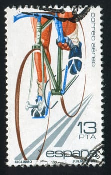 SPAIN - CIRCA 1983: stamp printed by Spain, shows Bicycling, circa 1983