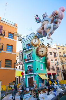 Fallas in Valencia fest figures that will burn on March 19 traditional popular celebration