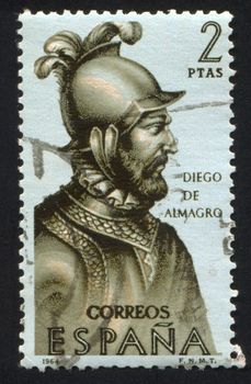 SPAIN - CIRCA 1964: stamp printed by Spain, shows Portrait of Diego de Almagro, circa 1964